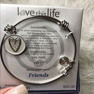 Love This Life Friends Rhinestone Heart Bracelet